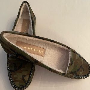 Jack Rogers Sherpa Lined Moccasins suede Millie Camo 7med New